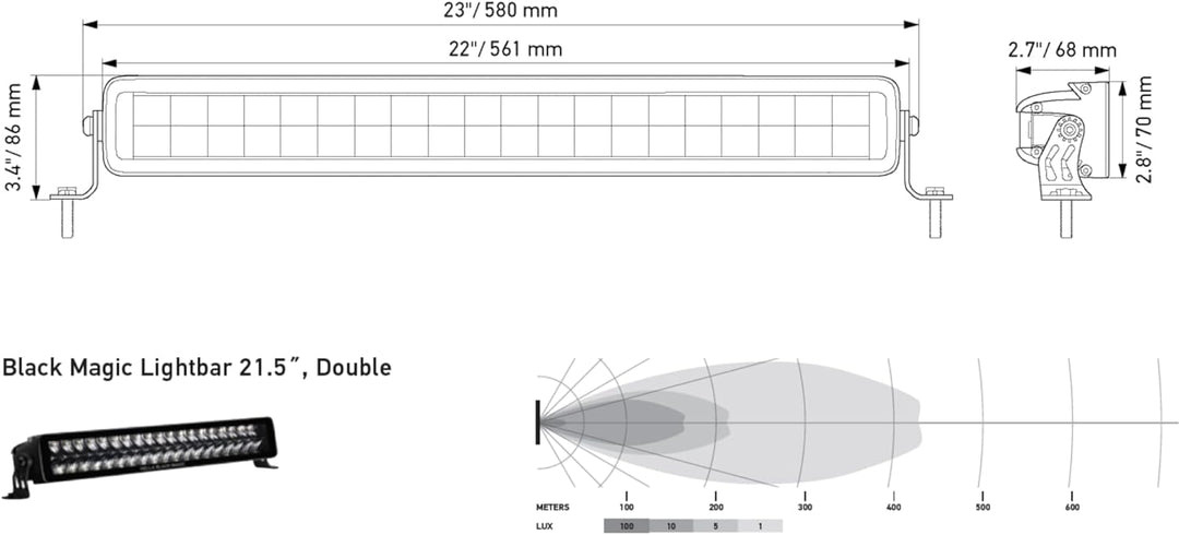 HELLA 1FJ 358 176-401 LED-Fernscheinwerfer - Black Magic Double Lighbar 21.5" - 12/24V - Anbau - Kab
