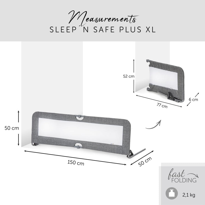 Hauck Bettschuztgitter Sleep N Safe Plus XL, Grosser Rausfallschutz Bett für Babys und Kinder im Elt