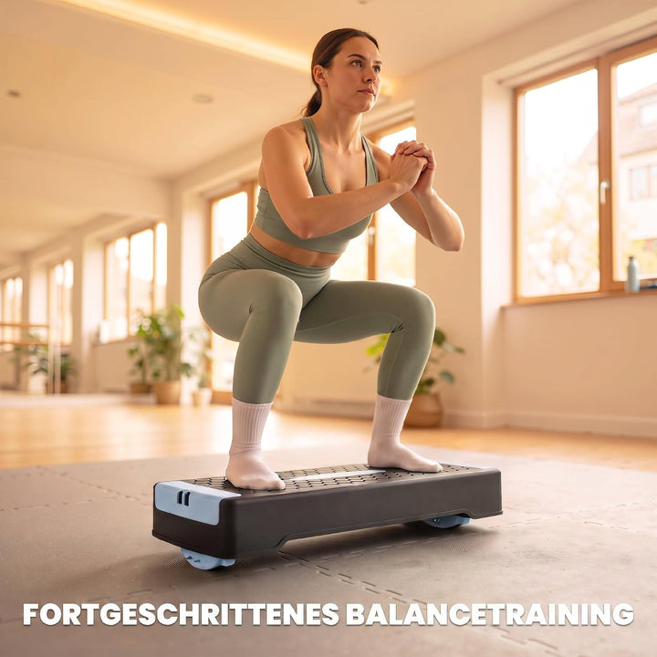 SPORTNOW Steppbrett Höhenverstellbar Fitness, 2 Stufen (11/16 cm), Blau | Aerobic Stepper, 2 Widerst