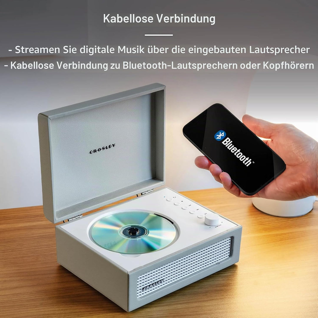 Crosley Voyager Tragbarer CD-Player mit Bluetooth, eingebauten Stereo-Lautsprechern & FM-Radio – Wie