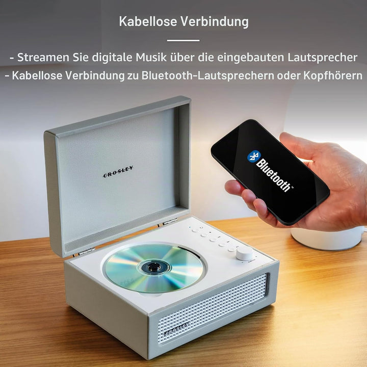 Crosley Voyager Tragbarer CD-Player mit Bluetooth, eingebauten Stereo-Lautsprechern & FM-Radio – Wie