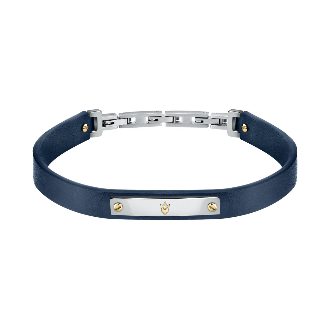 Maserati Jewels Herren Armband aus Stahl, recyceltes Leder, IP YG - JM222AVE06