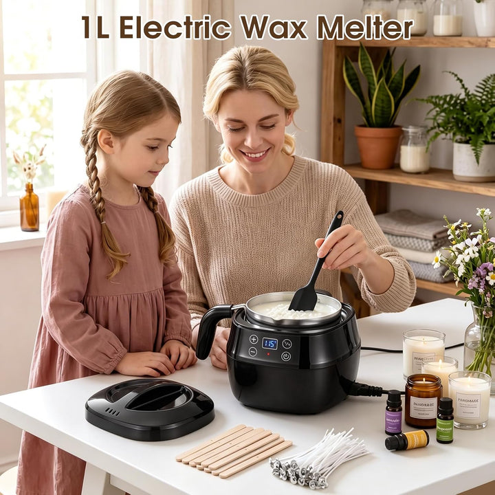 Gugxiom Elektrischer Wachsschmelzer, 1L Wachsschmelztopf für die Kerzenherstellung, mit Digitalanzei