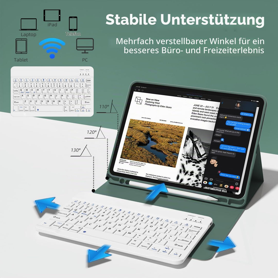 JKSML Hülle mit Tastatur für iPad Pro 11 Zoll 4./3./2.Generation (2022/2021/2020) mit Stifthalter, A