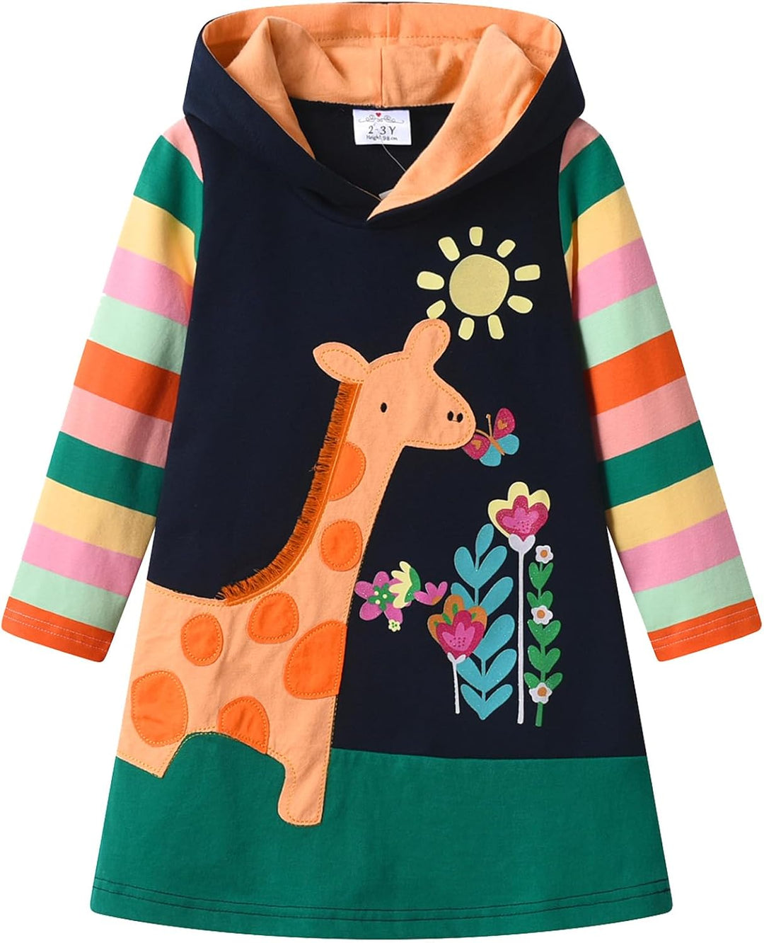 VIKITA Mädchen Kapuzenpullover Kleider Baumwolle Hoodie Herbst Winter Freizeit 2-8 Jahre 2-3 Jahre L
