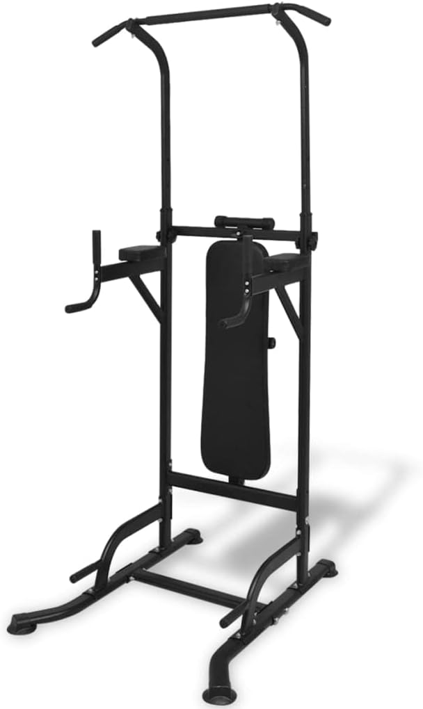 Power Tower mit Sit-Up-Bank, höhenverstellbar 182-235 cm, pulverbeschichteter Stahlrahmen, belastbar