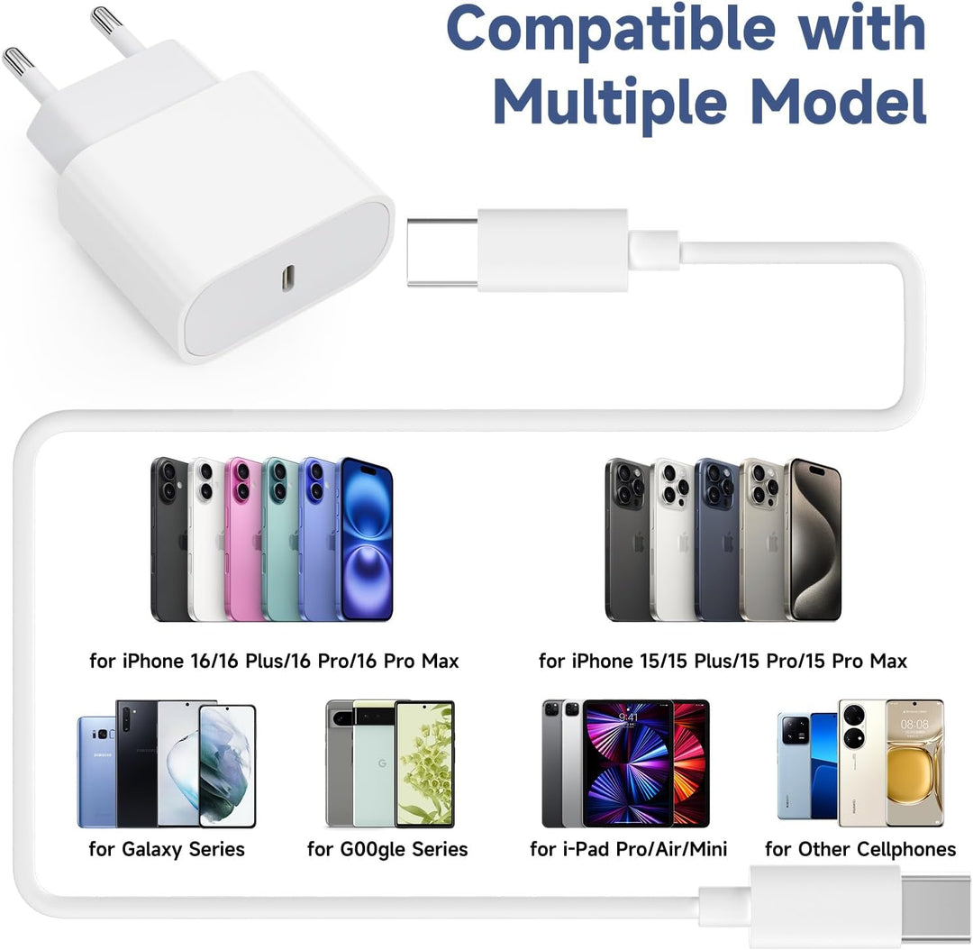 USB-C-ladegerät, für iPhone 16/15 Serie, for iPhone Schnellladegerät, PD20W, ladegerät-Typ-C, 2er Pa