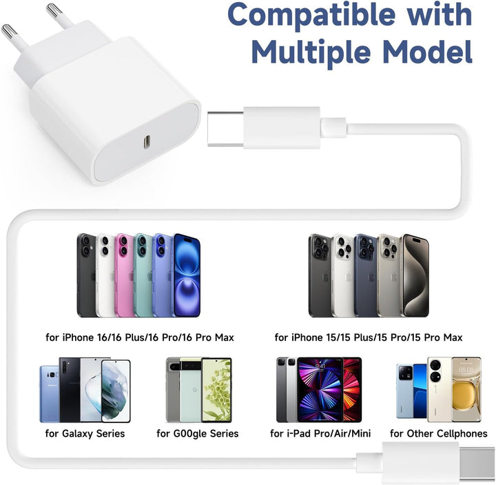 USB-C-ladegerät, für iPhone 16/15 Serie, for iPhone Schnellladegerät, PD20W, ladegerät-Typ-C, 2er Pa