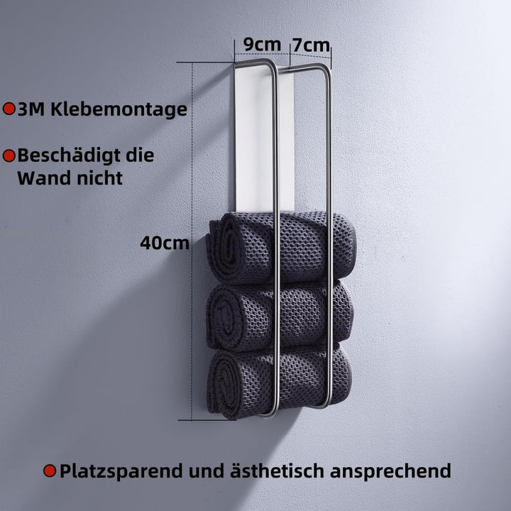 HomeHeng Gästehandtuchhalter Ohne Bohren, Gebürstetes Nickel Handtuchregal Selbstklebend Edelstahl S