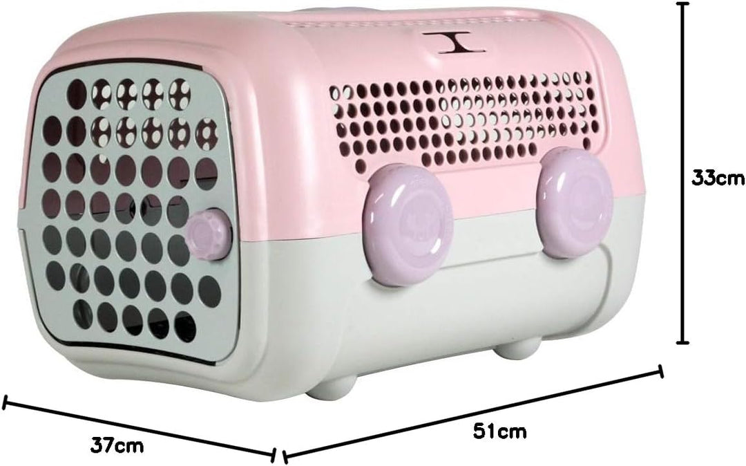 United Pets A.U.T.O. Design Transportbox für kleine Hunde und Katzen, Made in Italy, Rosa/Grau, inkl