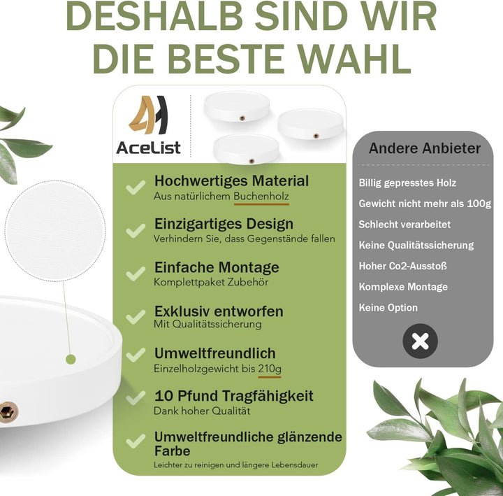 AceList Wandregal Holz - Schweberegal Wandregal Rund - Wandregal Klein - Regale Wandablagen -Deko Re