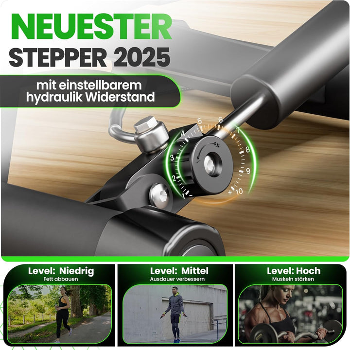 Ultrasport Stepper für Zuhause I Mini Stepper Fitness, 2 in 1 Up-Down Swing Stepper mit Power Ropes