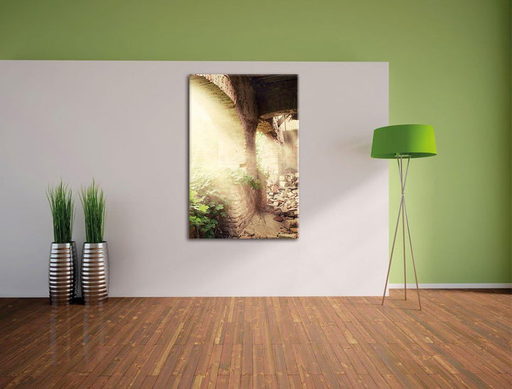 Pixxprint Alte Ruine, Format: 100x70 auf Leinwand, XXL riesige Bilder fertig gerahmt mit Keilrahmen,