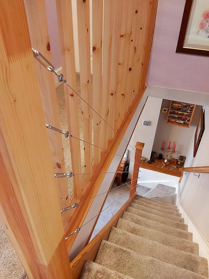 TooTaci 3mm Drahtseil Spanner Set,10 Stück M5 Seilspanner Spannschloss Edelstahl, 20 Stück M5 ösen s