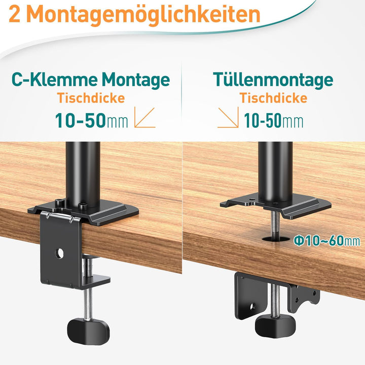 ELIVED Monitor Halterung 2 Monitore für 13-32 Zoll LED/LCD Bildschirm von VESA 75/100, Dual Monitor