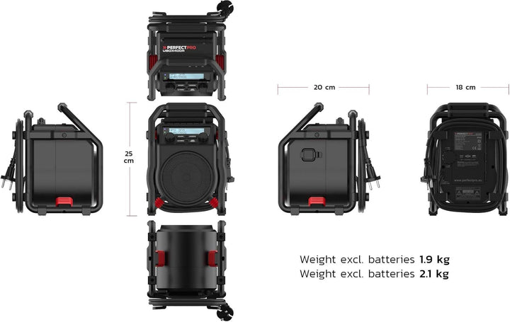 PerfectPro Baustellenradio UBOX400R, DAB+ und UKW-Empfang, Bluetooth, MP3, Radio mit AUX-Eingang, St