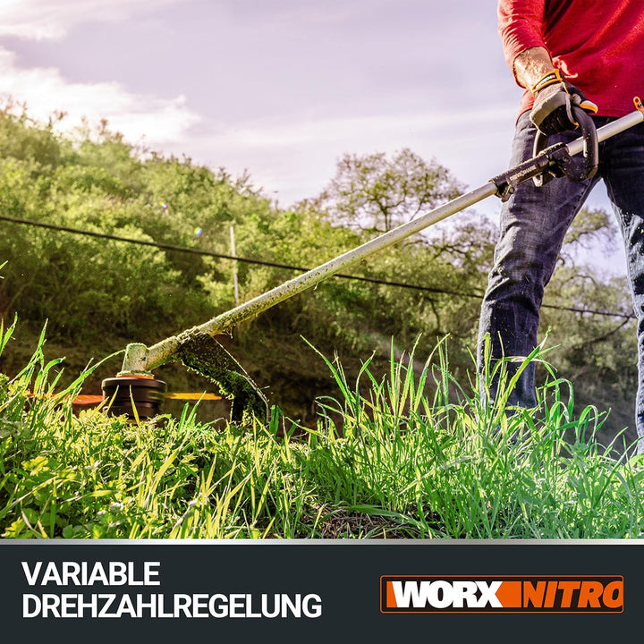 WORX Nitro WG186E.1 Akku Rasentrimmer & Freischneider 40V (2x20V) - leistungsstarker bürstenloser Mo