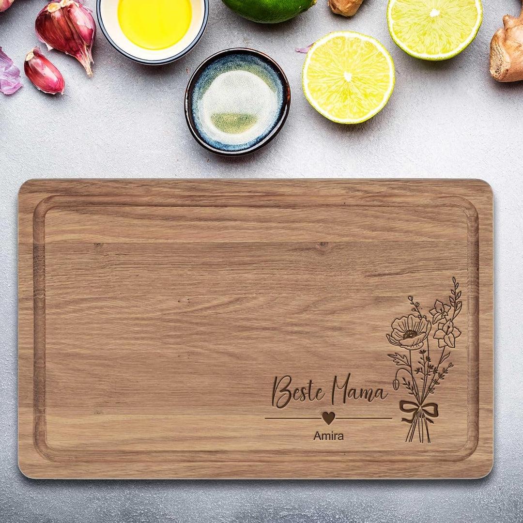 Geschenk für Beste Oma | Geburtstagsgeschenk Mama | Personalisiertes Schneidebrett XL | Eiche 40x25x