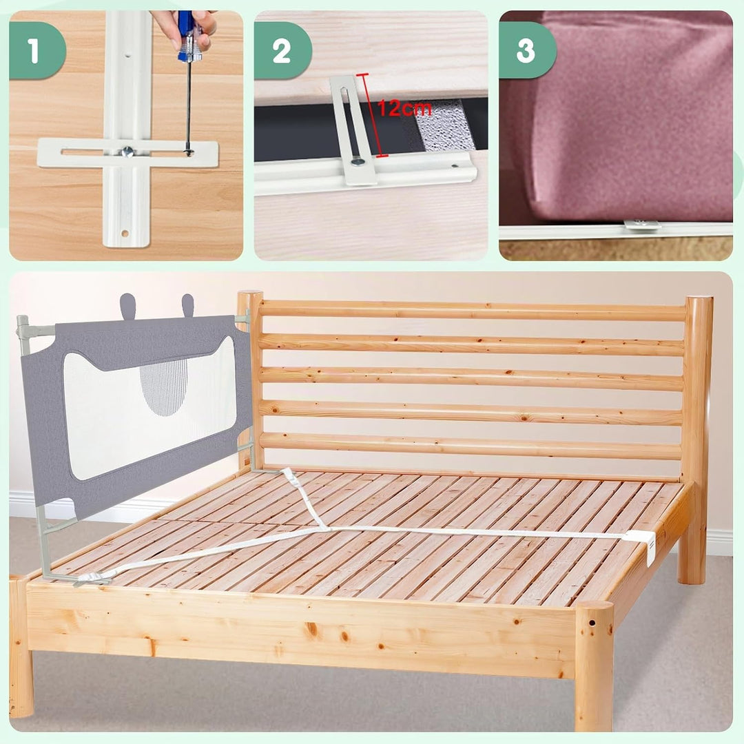 Rausfallschutz Bett,Babybettgitter Rausfallschutz,Höhenverstellbares Baby-Bettgitter & Reise-Bettsch