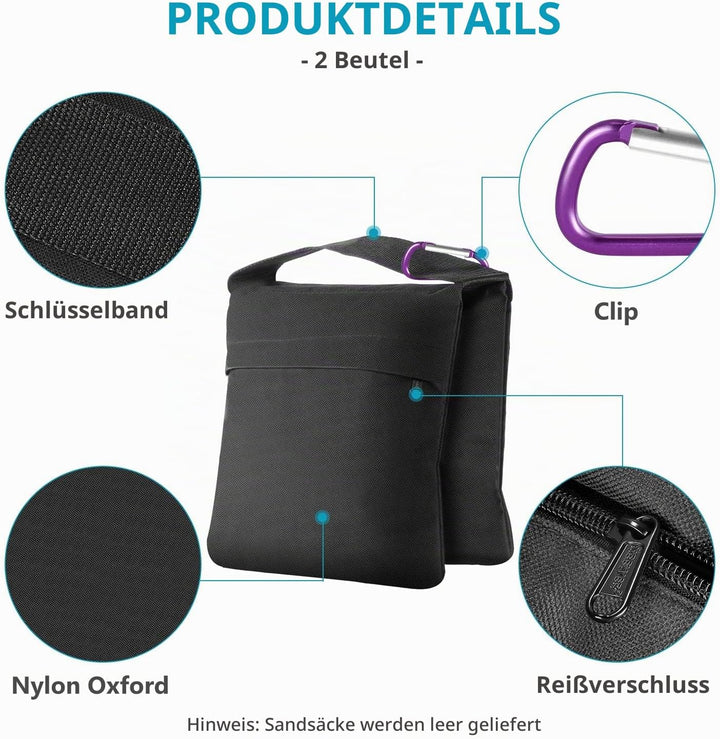 Neewer 4 Pack Fotografie Heavy Duty Sandsäcke Saddlebag Design 4 Gewicht Taschen für Foto Video Stud