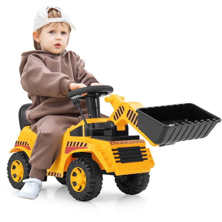 COSTWAY Bagger zum aufsitzen, Sitzbagger mit Verstellbarer Schaufel & Stauraum unter Sitz, Kinderbag
