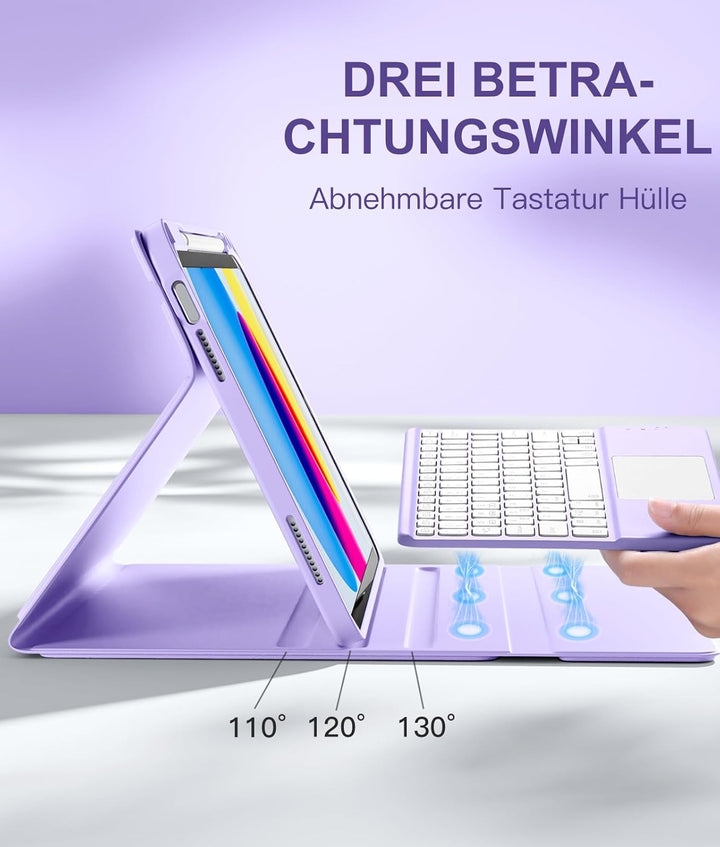 Vobafe Touchpad Hülle mit Tastatur für iPad A16 11 10 Generation 2025 2022, 11/10,9 Zoll, Magnetisch