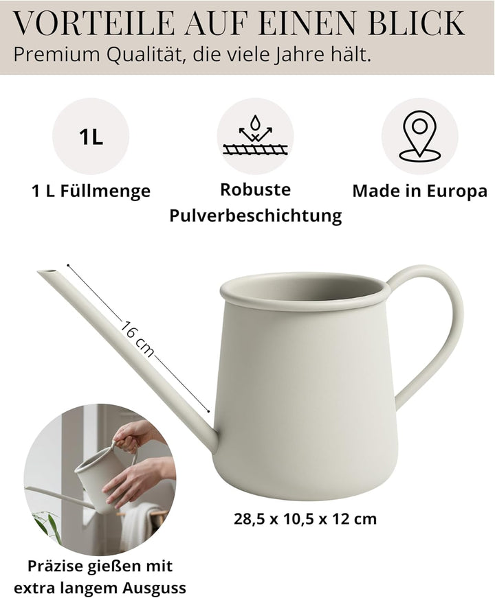 Livlig53 Giesskanne 1L, Giesskanne Zimmerpflanzen, Blumengiesskanne mit extra langem Ausguss, Giessk