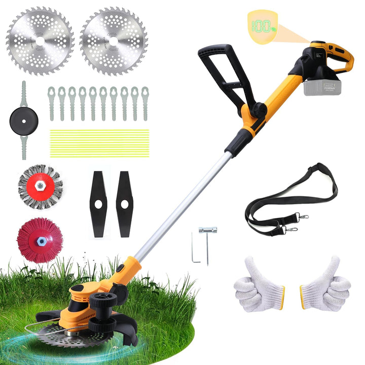 Akku Rasentrimmer für Makita Akkus 18 V (MAX 21 V),2-in-1-Rasenkantenschneider mit Unkrautbürste,bür