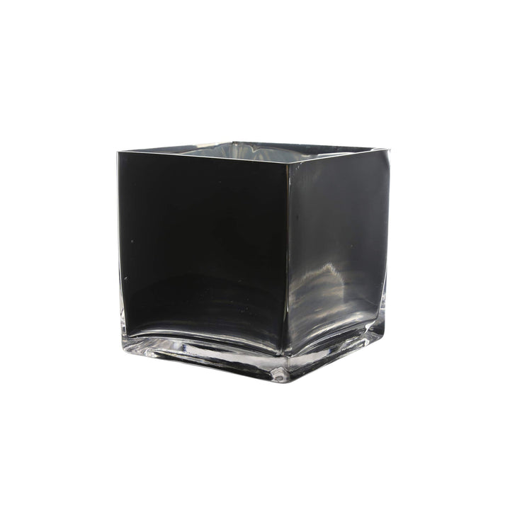 WGV Schwarze Glasvase, Kerzenhalter, 12,7 x 12,7 x 12,7 cm, blumiger Akzent, Heimbüro-Dekor, 1 Stück