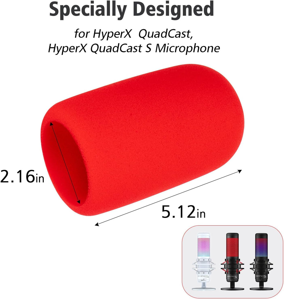 SUNMON Red Pop Filter für HyperX QuadCast - Mikrofonabdeckung Schaumstoff Rauschunterdrückung, Hyper