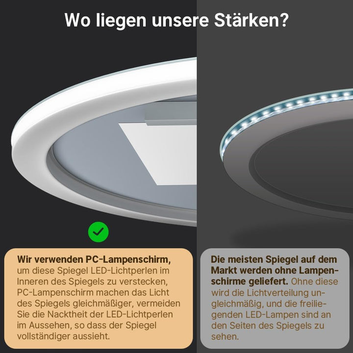 60cm Runder Badspiegel mit Beleuchtung, 3D Edge Lighting, 3 Farbtemperaturen, Dimmbar, Badezimmerspi