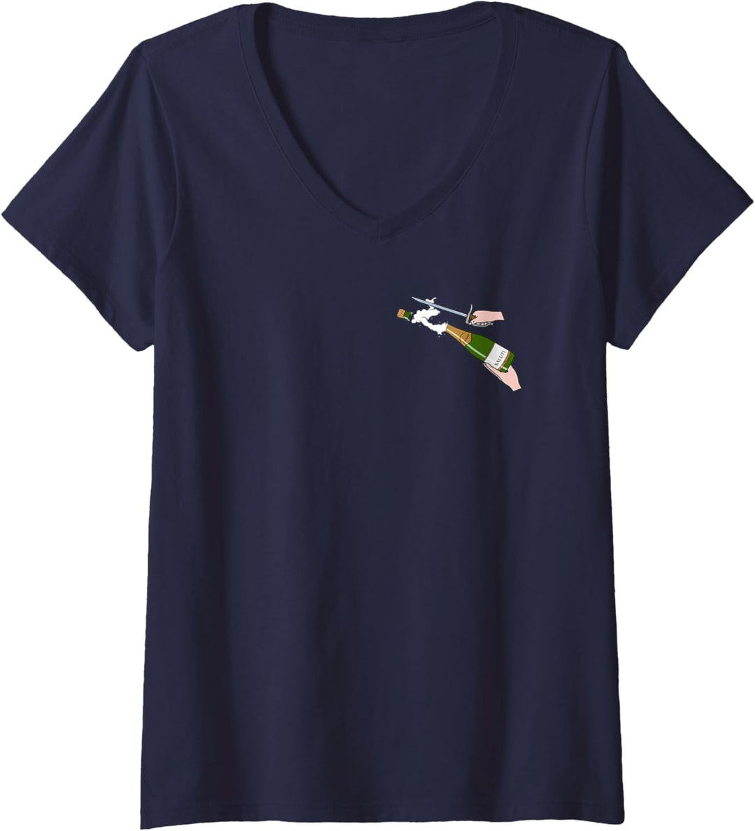 Damen Champagner mit dem Säbel öffnen - Champ Saluti hohe Kunst T-Shirt mit V-Ausschnitt