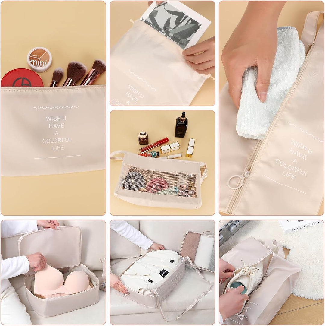 Koffer Organizer Set,10 Stück Packing Cubes, Packwürfel, Reise Gadgets, Kleidertaschen, Schuhbeutel