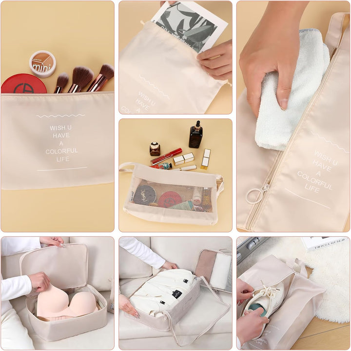 Koffer Organizer Set,10 Stück Packing Cubes, Packwürfel, Reise Gadgets, Kleidertaschen, Schuhbeutel