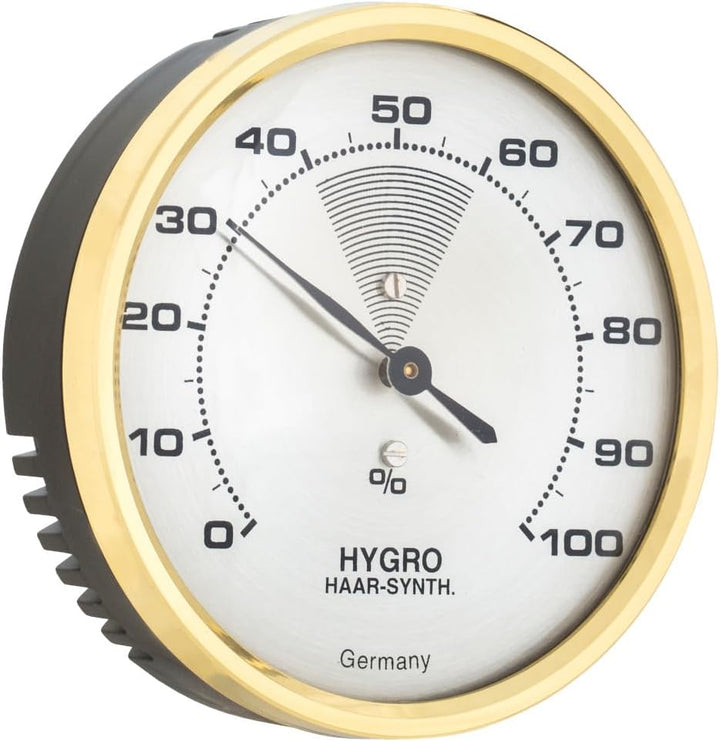 Hygrometer gold/antikgold, mit Haar-Synthetik