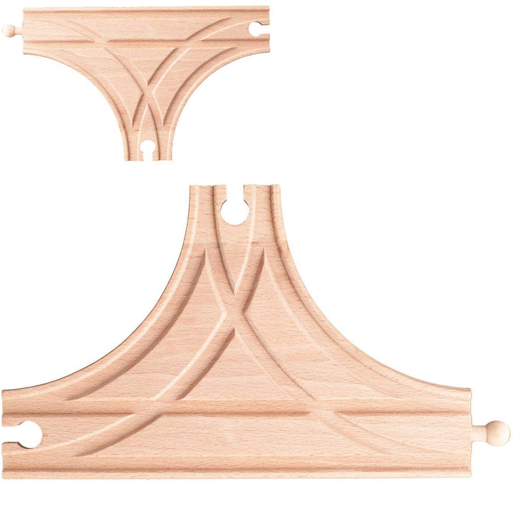 alles-meine.de GmbH 4 Stück Holz - Schienen - T-Weichen/Abzweigungen/Kreuzungen - beidseitig - für E