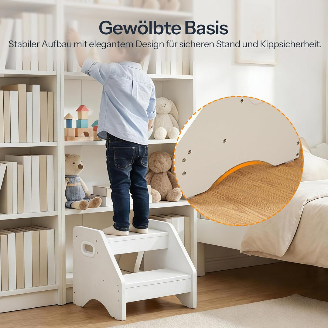 HOOBRO Tritthocker Kinder, 2-stufiger Kinderhocker mit Griffen und Anti-Rutsch-Pads, Kinderschemel f