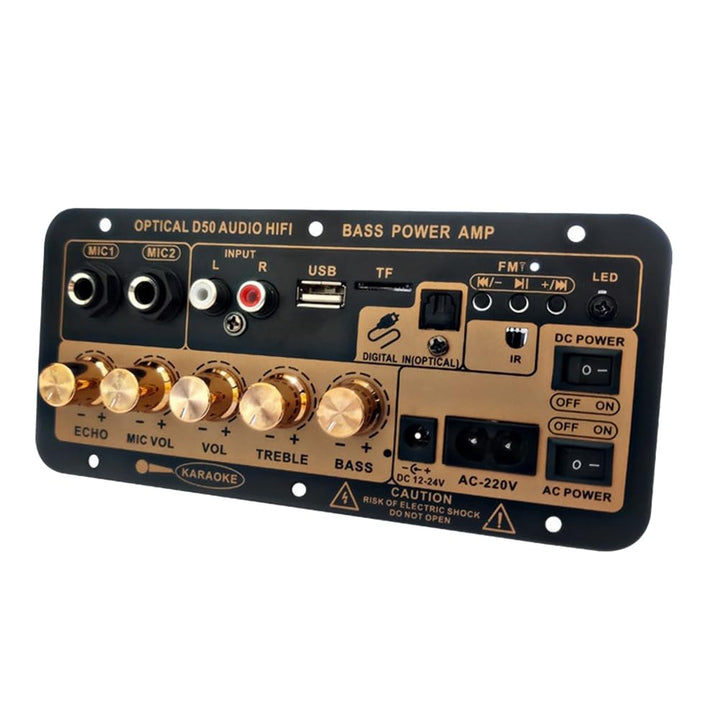 1Set D50 Verstärkerplatine mit Optischem Audio, Bluetooth AMP, USB, FM-Radio, DIY-Audio-Subwoofer, S