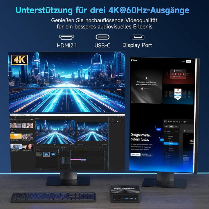 BMAX Mini PC B9 Power, Intel Core i9 12900HK (bis zu 5,0 GHz) Mini Computer mit 32 GB DDR4 RAM, 1 TB