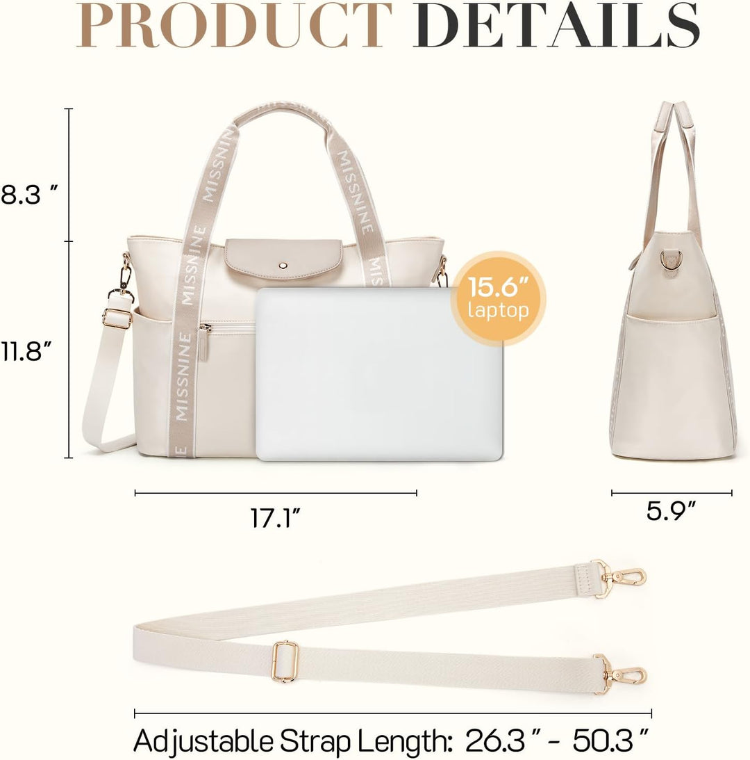 Missnine Handtasche Laptoptasche Damen 15,6-Zoll-Laptoptasche Tote Bag Leichte Arbeitstasche Shopper