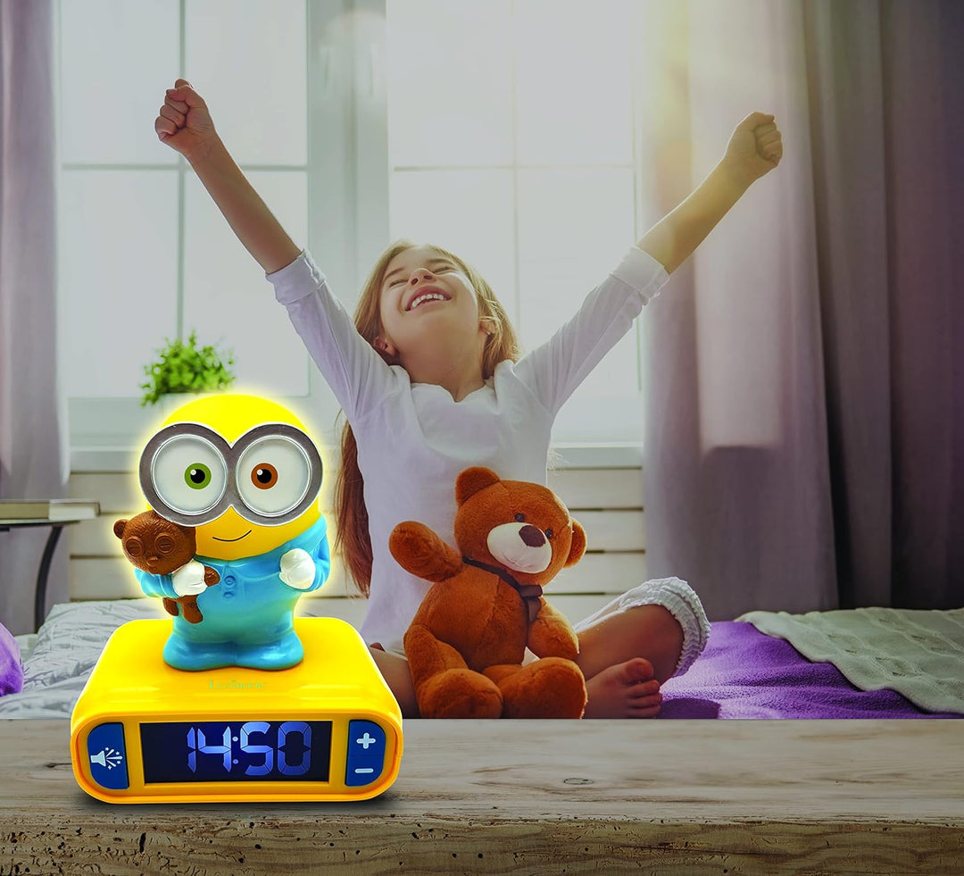 Lexibook - Wecker mit Nachtlicht und Minions Klingeltönen, Digitalwecker mit Nachtlicht und Snooze,