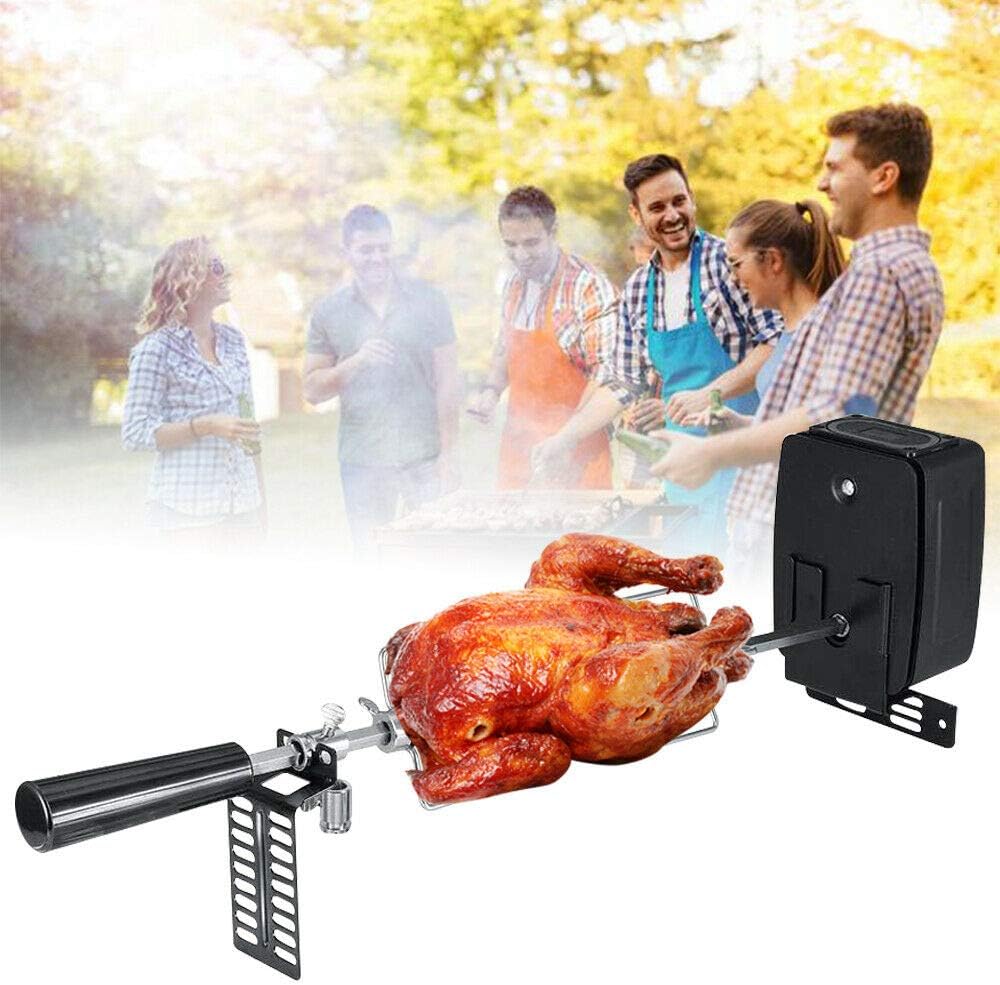 Grillspiess Mit Motor, Elektrischer Grill für Haushalte (Batterietyp), Grillspiesse Edelstahl, Tragb