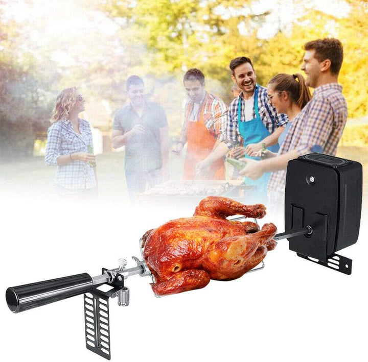 Grillspiess Set mit Motor,106cm Universal Edelstahl Drehspiess Grill mit 2X Fleischnadeln,Geschwindi