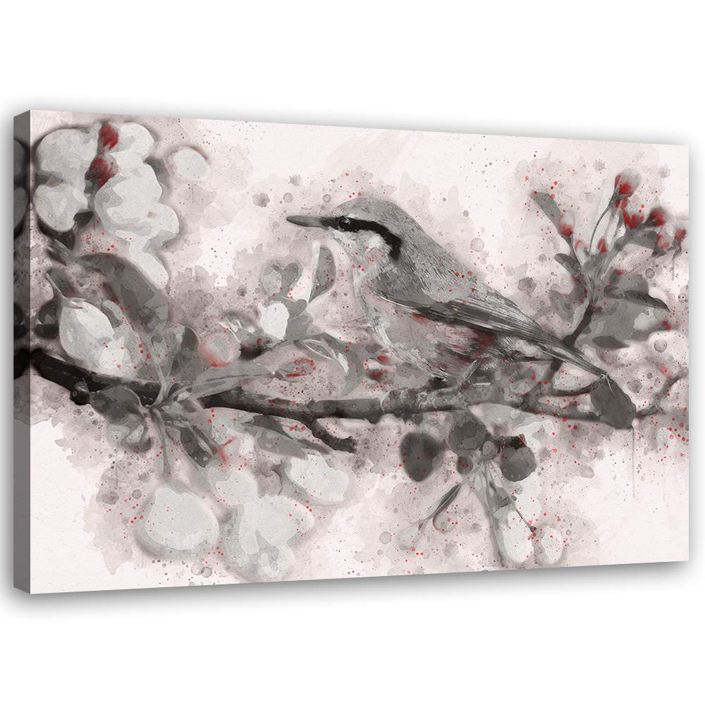 Feeby Wandbild Vogel Druckbild Leinwandbild Aquarell Beige 70x50 cm M14233 70x50 cm, M14233 70x50 cm