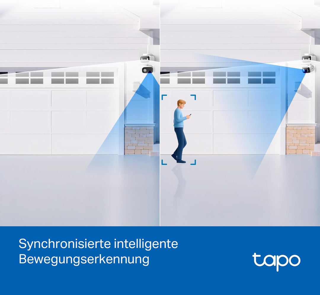 Tapo C246D WLAN Überwachungskamera Aussen mit 2K Dual-Objektiv, 125° Weitwinkel & 6mm Teleobjektiv,