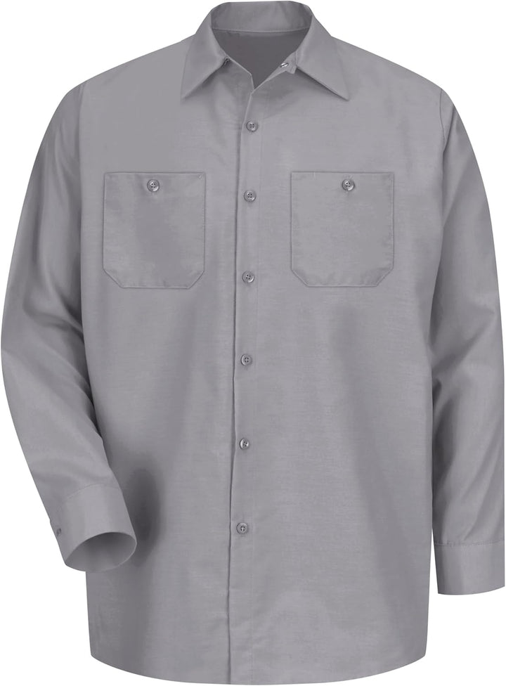Red Kap Herren Industrielles, Regular Fit, Langarm Button-Down-Arbeitshemd L Tall Silbergrau, L Tall