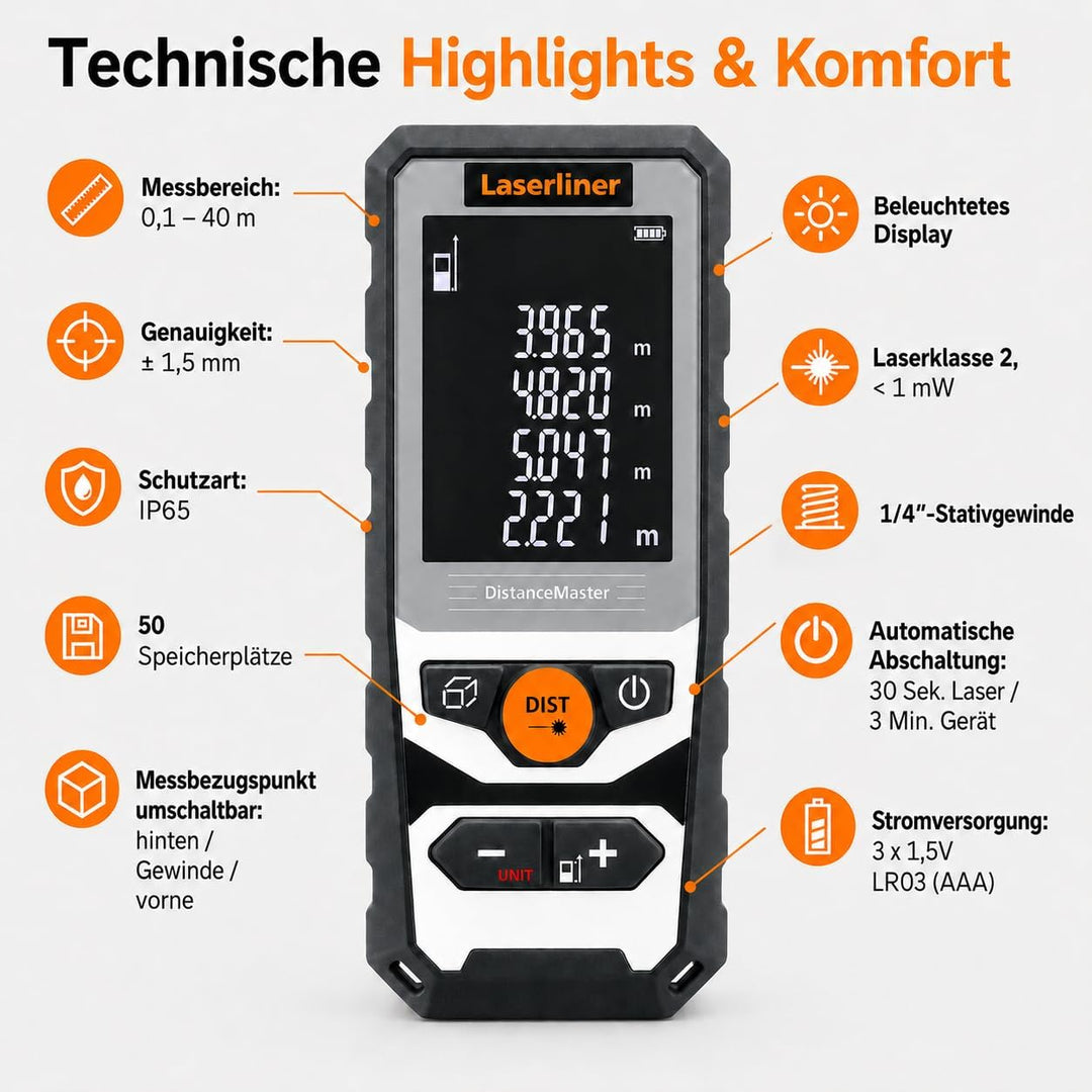 Laserliner Laser Entfernungsmesser, DistanceMaster DistanceMaster 40, DistanceMaster 40