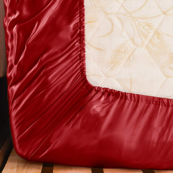 THXSILK Spannbettlaken Seide Bettlaken 100x200, Rot Seiden Bettlaken, 100% Reine 19 Momme Maulbeerse