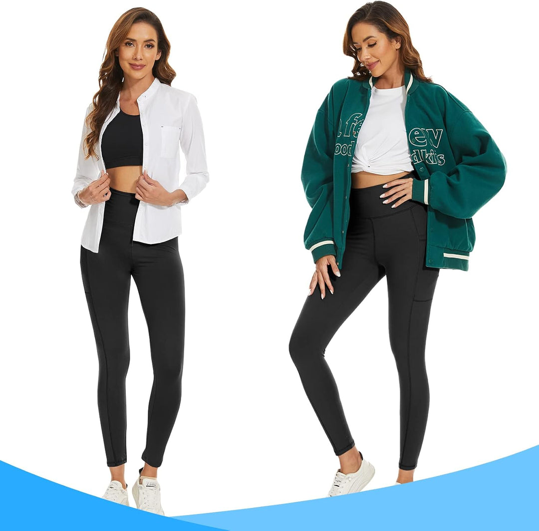 DDOBB 2er Pack Sport Leggings Damen High Waist Sportleggins Damen Lang Mit Taschen Gym Leggings Blic