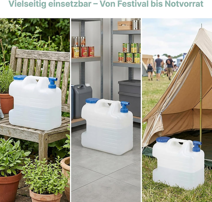 Relaxdays 20 L Wasserkanister, Ablasshahn, Schraubdeckel, tragbarer Trinkwasserkanister, BPA-frei, C